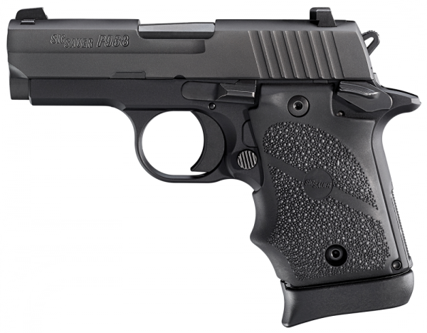 Sig Sauer P938 Micro-Compact 9mm 6+1 3" Pistol in Black Nitron (Hogue Rubber Finger Groove Grip) - 9389BRGAMBI