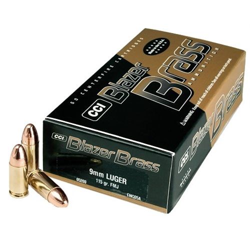 CCI Speer Blazer 9mm Full Metal Jacket, 115 Grain (50 Rounds) - 5200