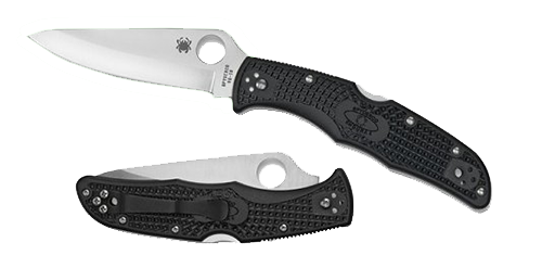 Spyderco Endura Manual Folding Knife, 3.75" Clip-point Vg-10 Plain Blade (Fiberglass Reinforced Nylon Handle) - C10PBK