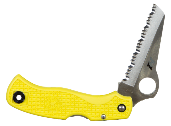 Spyderco Saver Salt Manual Folding Knife, 3.09" Sheepsfoot H1 Serrated Blade (Fiberglass Reinforced Nylon Yellow Handle) - C118SYL