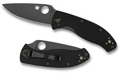 Spyderco Tenacious Manual Folding Knife, 3.38" Drop-point Vg10/Black Plain Blade (Black G10 Handle) - C122GBBKP