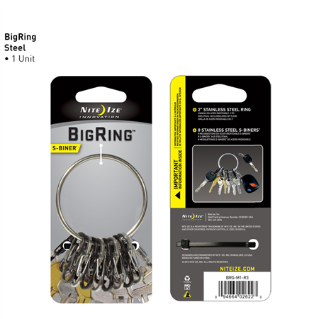 BigRing Steel - 4 Blk/4 SS S-Biners