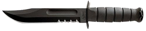 Ka-Bar Knives Fighting/Utility Fixed Knife, 7" Clip-point 1093 Cro-Van Black Serrated Blade (Synthetic Rubber Black Handle) - 1214