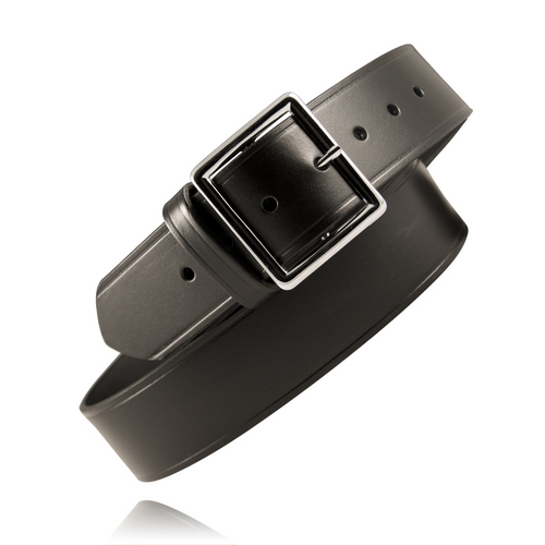 Boston Leather Garrison Belt in Black Plain - 34