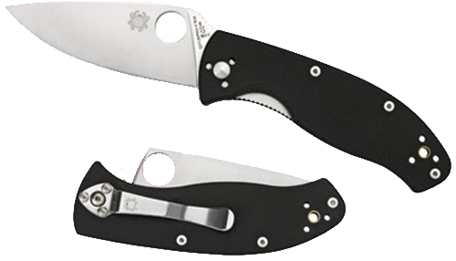 Spyderco Tenacious Manual Folding Knife, 3.38" Drop-point 8C13Mov Satin Plain Blade (G10 Black Handle) - C122GP