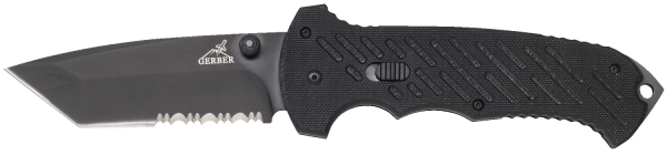 Gerber 6 Manual Folding Knife, 3.8" Tanto Steel Partially Serrated Blade (G10 Handle) - 118