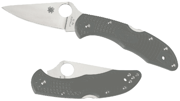 Spyderco Delica Manual Folding Knife, 2.88" Flat Ground Vg-10 Plain Blade (Fiberglass Reinforced Nylon Handle) - C11FPGR