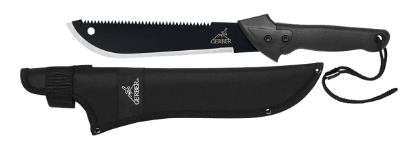 Gerber 000759 Gator Machete Jr 10.75" Carbon Steel Blade Blk Gator Syn Rubber Gr