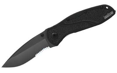 Kershaw Knives Blur Assisted Folding Knife, 3.4" Modified Drop-point 14C28N Combo Blade (Black Anodized Aluminum 6061-T6 Handle) - 1670GBBLKST