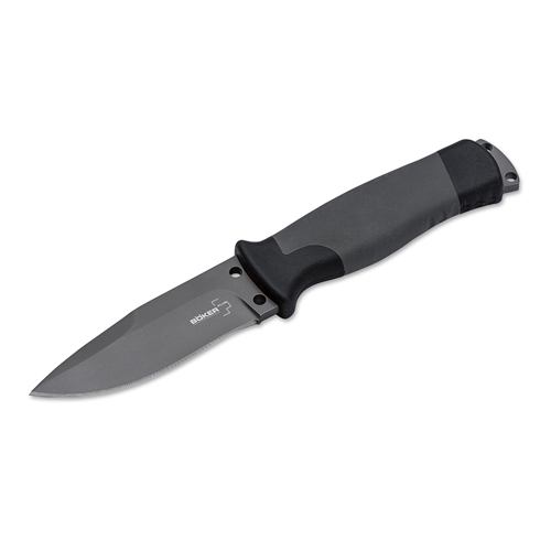 Boker Plus Outdoorsman Fixed Knife, 3.75" Drop-point Titanium Finished 12C25 Blade (CFC Handle) - 02BO004