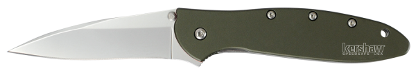 Kershaw Knives Leek Assisted Folding Knife, 3" Modified Drop-point Sandvik 14C28N Steel Plain Blade (6061-T6 Anodized Aluminum OD Handle) - 1660OL