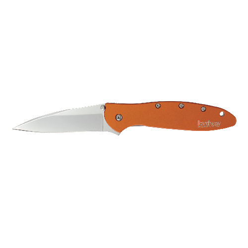 Kershaw Knives Leek Assisted Folding Knife, 3" Drop-point Plain Blade (Orange Handle) - 1660OR