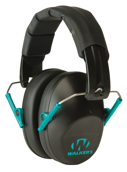 Walkers Game Ear GWPFPM1BKTL Pro Low Profile Folding Muff Earmuff Teal