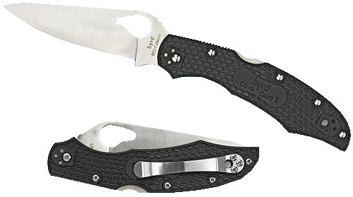 Spyderco PY03PBK2 By03 Byrd Cara Cara Folder 8Cr13MoV SS Drop Point Blade Blk SS