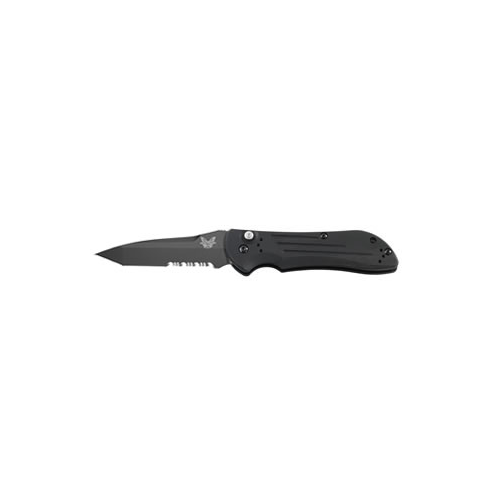 Benchmade Stryker Automatic Folding Knife, 3.6" Tanto Coated Black Serrated Blade (6061-T6 Aluminum Handle) - 9101SBK