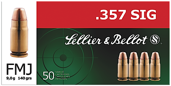 Magtech Ammunition .357 Sig Sauer Full Metal Jacket, 140 Grain (50 Rounds) - SB357SIG