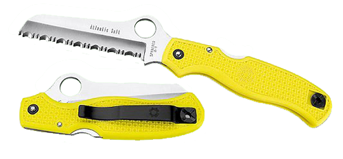 Spyderco Atlantic Manual Folding Knife, 3.69" Sheepsfoot H1 Serrated Blade (Fiberglass Reinforced Nylon Handle) - C89SYL