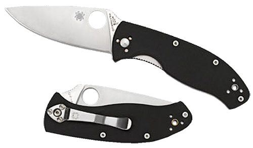 Spyderco Tenacious Manual Folding Knife, 3.38" Drop-point 8C13Mov Satin Serrated Blade (G10 Black Handle) - C122GBBKPS