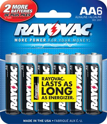 Rayovac Alkaline AA Batteries 1.5 Nominal Voltage 6 Pack 8156F