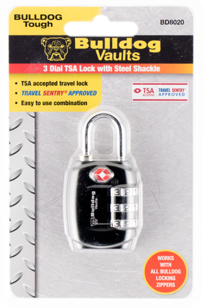 Bulldog BD8020 TSA Lock Shackle Comination Black