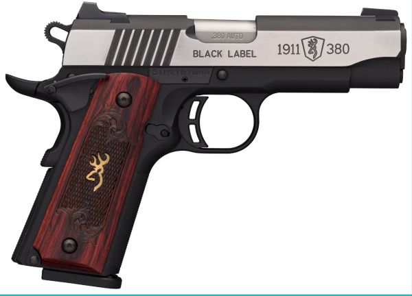 Browning 1911-380 .380 ACP 8+1 3.625" 1911 in Blackened Stainless (Black Label Medallion Pro Compact) - 51913492