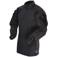 Tru Spec Combat Shirt Men's 1/4 Zip Long Sleeve in Black - Large