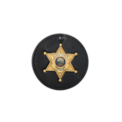 Boston Leather Recessed Circle Badge Holder in Leather - 600S-6001