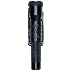 Aker Leather Open Top and Bottom Flashlight Holder in Basket Weave - A554-BW