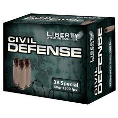 Liberty Ammunition Civil Defense .38 Special Lead-Free Fragmenting Hollow Point (LFFHP), 50 Grain (20 Rounds) - LACD38025