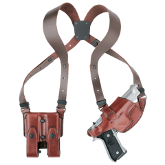 Aker Leather Shoulder Right-Hand Shoulder Holster for Glock 17, 19 in Plain Black - H101BPRU-GL1719