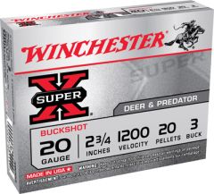 Winchester Super-X .20 Gauge (2.75") 3 Buck Shot Lead (5-Rounds) - XB203