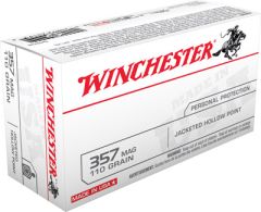 Winchester .357 Remington Magnum Jacketed Hollow Point, 110 Grain (50 Rounds) - Q4204