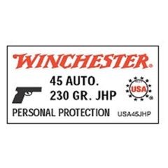 Winchester .45 ACP Jacketed Hollow Point, 230 Grain (50 Rounds) - USA45JHP