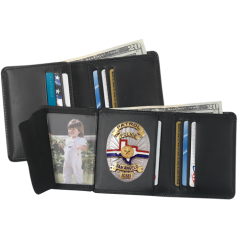 Strong Leather Hidden Badge Wallet in Black Leather - 79520-0492