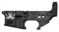 Spike's Tactical Stls016 Calico Jack, Stripped Lower, Semi-automatic, 223 Rem/556nato, Black Finish, Non-color, Withcalico Jack Flag Stls016