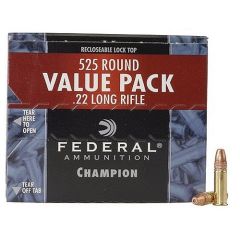 Federal Cartridge Champion Target .22 Long Rifle Copper Plated Hollow Point, 36 Grain (525 Rounds) - 745