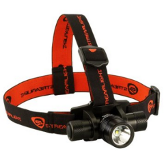 High Lumen, LED Headlamp includes rubber and elastic head straps and (2) CR123A Lithium Batteries. Clam Packaged.