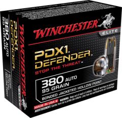 Winchester Elite .380 ACP Jacketed Hollow Point Bonded, 95 Grain (20 Rounds) - S380PDB