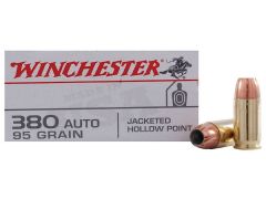 Winchester .380 ACP Jacketed Hollow Point, 95 Grain (50 Rounds) - USA380JHP