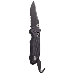 Benchmade Triage Automatic Folding Knife, 3.58" Drop-point Coated Black Serrated Blade (Black G10/Aluminum Handle) - 9170SBK