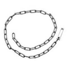 S&W 1840 Chain Restraint Belt area 60  stainless steel chain, and large steel link that accommodates standard and oversized handcuffs. Restraint chain can be used with a Blue or Black Box with a padlock, or insert link through one of the chain links to cr