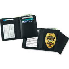 Strong Leather Hidden Badge Wallet in Black Leather - 79520-0402