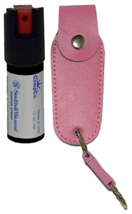 SW Pepper Spray/CampCo 1203P Pepper Spray 15% Leather Holster Keychain .5 oz Pnk