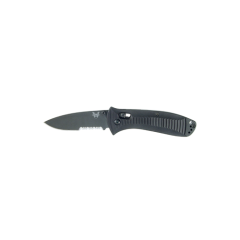 Benchmade Pardue Presidio Manual Folding Knife, 3.42" Drop-point Coated Black Combo Blade (6061-T6 Aluminum Handle) - 520SBK