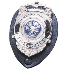 Strong Leather Oval Clip-On Badge Holder in Black - 71200-0002