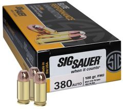 Sig Sauer .380 ACP Full Metal Jacket, 100 Grain (50 Rounds) - E380B1-50