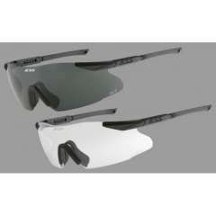 ICE-2X (Medium/Large Fit) - Black Frames. Two fully-assembled eyeshields: (1) w/Clear lens & (1) w/Smoke Gray lens. Zippered hard case, no fog cloth & elastic retention strap