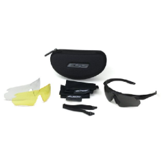 Crosshair 3LS (Clear, Smoke Gray & Hi-Def Yellow) - Black frame. One fully-assembled Crosshair frame w/Smoke Gray Lens & two interchangeable lenses: Clear & Hi-Def Yellow. Small zippered hard case, microfiber cleaning pouch & elastic retention strap