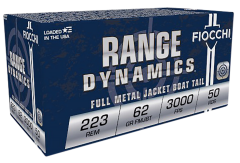 Fiocchi Ammunition Range Dynamics .223 Remington Full Metal Jacket Boat Tail, 62 Grain (50 Rounds) - 223C