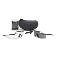 ICE-2X NARO (Small Fit) - Black Frames. Two fully-assembled eyeshields: (1) w/Clear lens & (1) w/Smoke Gray lens. Zippered hard case, no fog cloth & elastic retention strap